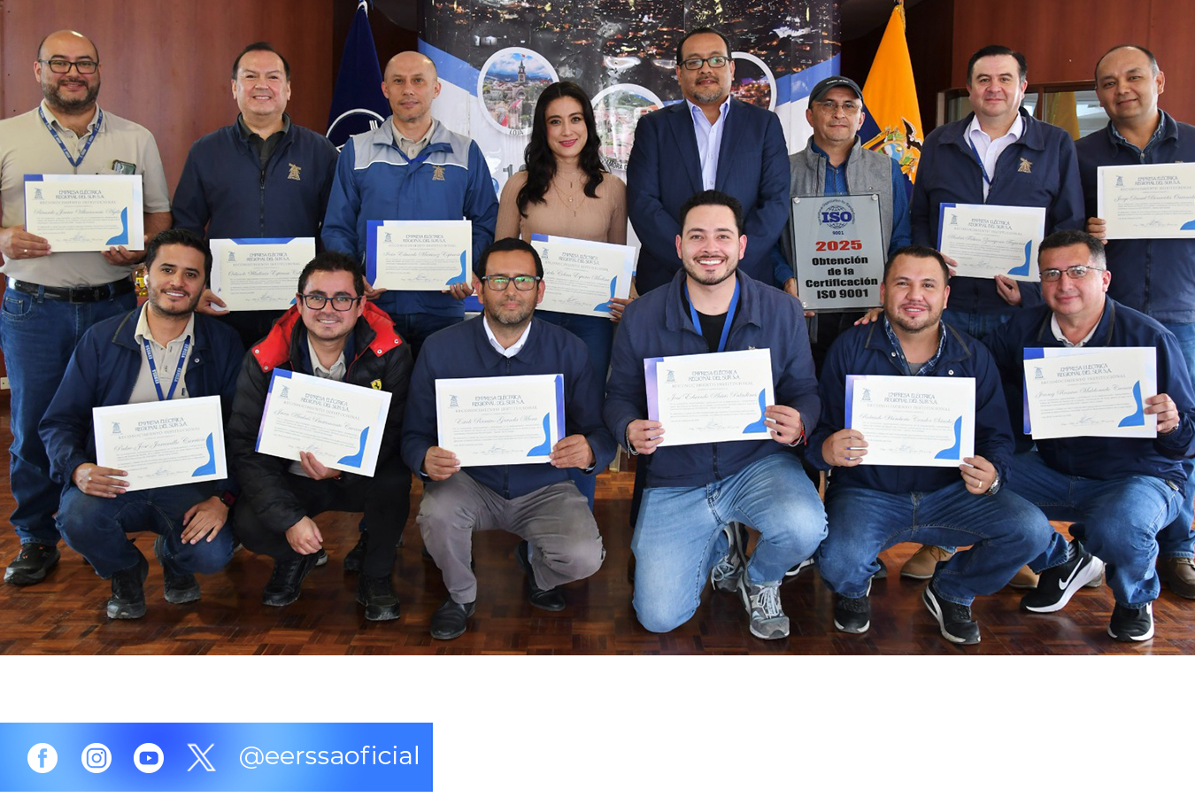 EERSSA recibe la certificación internacional ISO 9001:2015 en gestión de la calidad